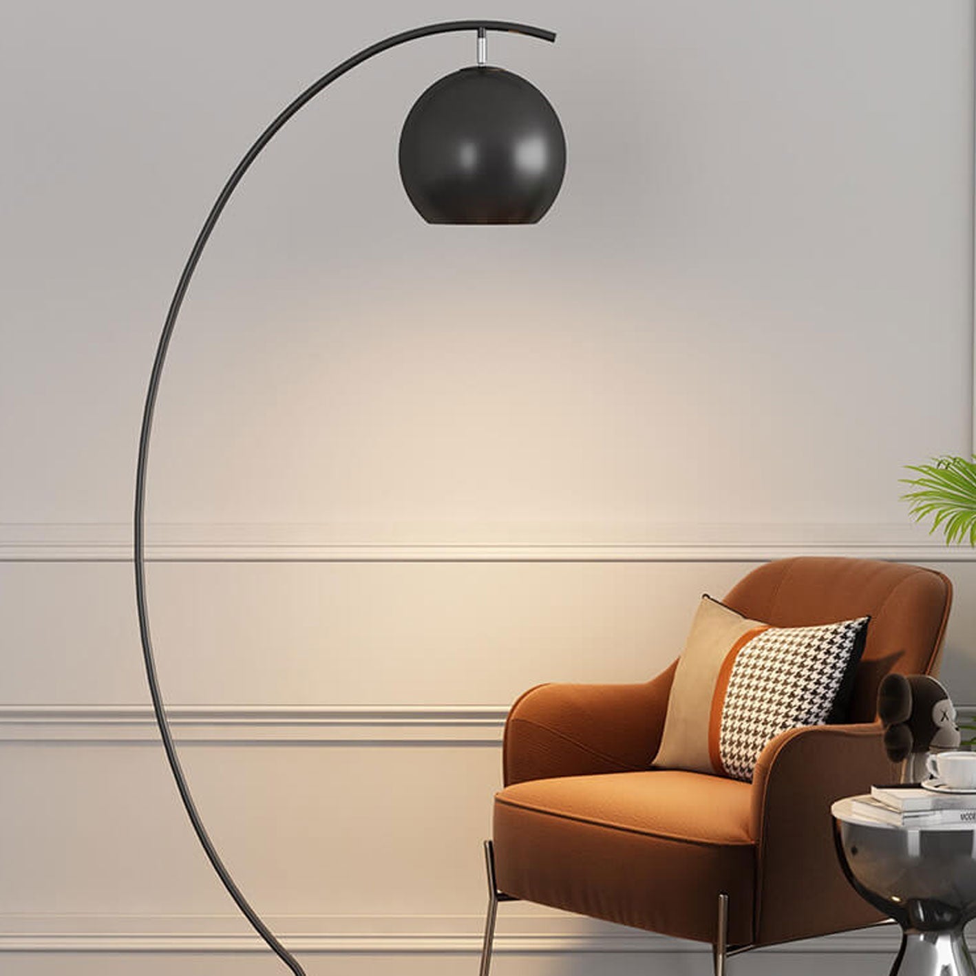 Taavita, minimalistic, curved dome floor lamp with 1 light