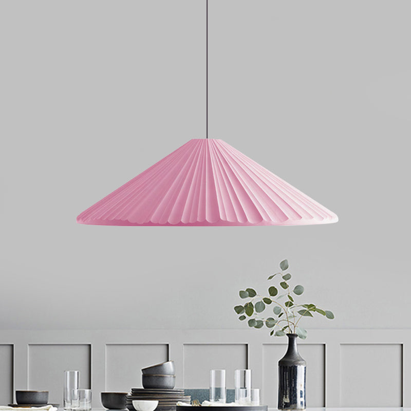 White/Pink/Blue Ribbed Cone Pendant Light Nordic Style 1 Light Living Room Hanging Lamp, 8"/12.5"/16" Diameter White 12.5" Clearhalo 'Art Deco Pendants' 'Cast Iron' 'Ceiling Lights' 'Ceramic' 'Crystal' 'Industrial Pendants' 'Industrial' 'Metal' 'Middle Century Pendants' 'Modern Pendants' 'Modern' 'Pendant Lights' 'Pendants' 'Tiffany' Lighting' 1126856