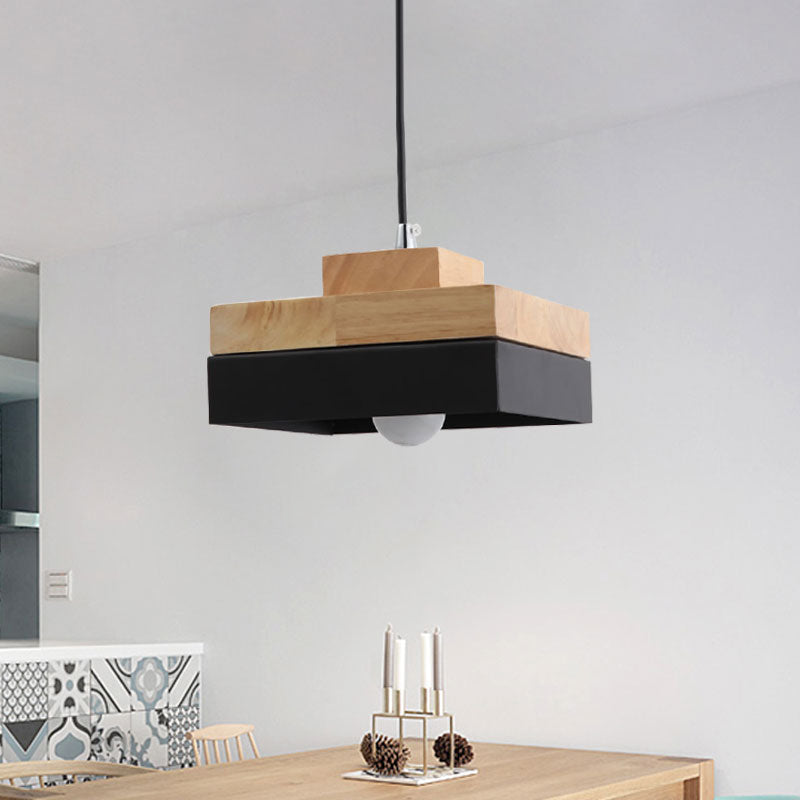 Taavita Round/Square Pendant Lighting Single Light Wood Pendant Lamp for Dining Room Bookstore