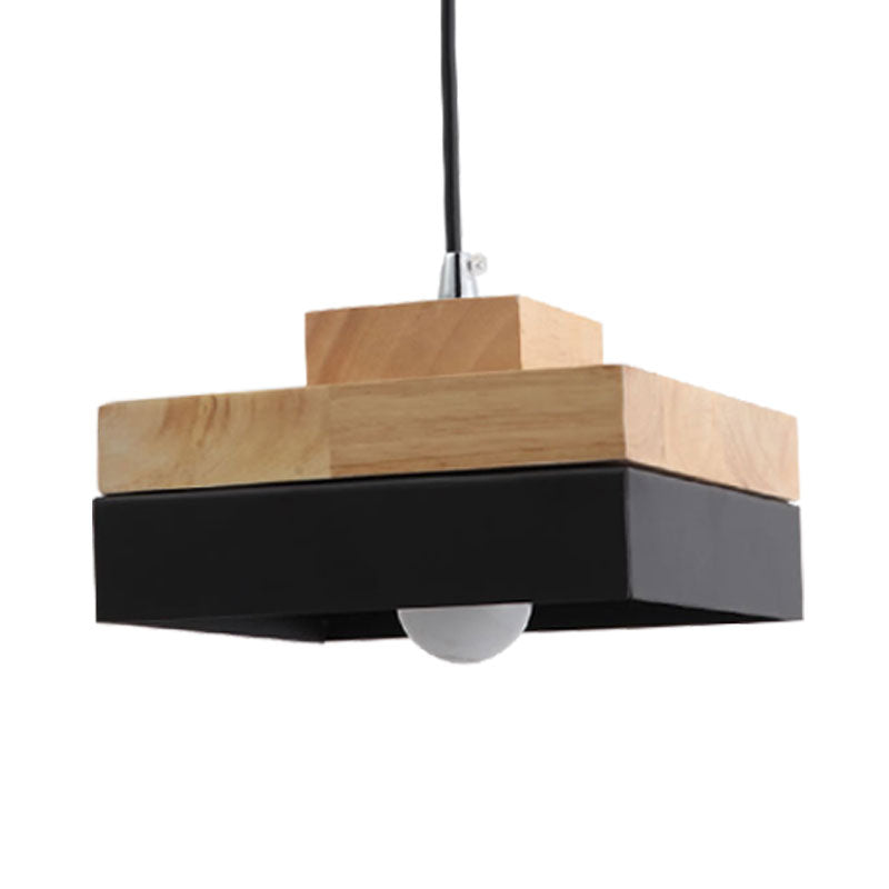 Taavita Round/Square Pendant Lighting Single Light Wood Pendant Lamp for Dining Room Bookstore