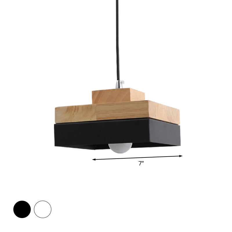 Taavita Round/Square Pendant Lighting Single Light Wood Pendant Lamp for Dining Room Bookstore