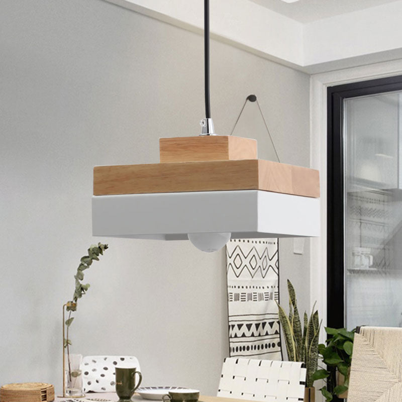 Taavita Round/Square Pendant Lighting Single Light Wood Pendant Lamp for Dining Room Bookstore