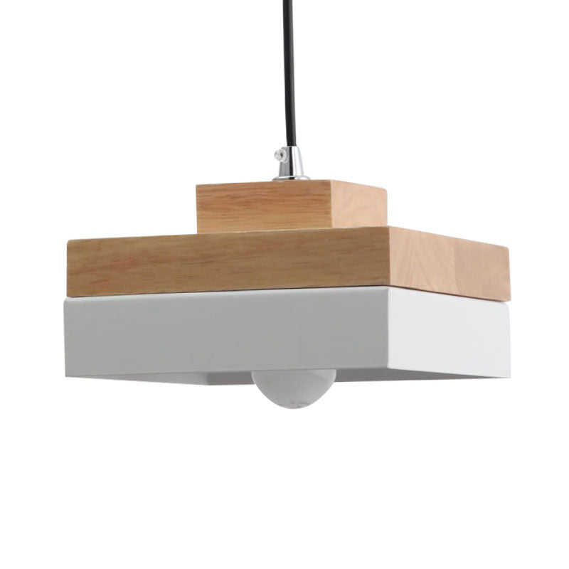 Taavita Mini Round/Square Pendant Lighting Single Light Wood Pendant Lamp for Dining Room Bookstore