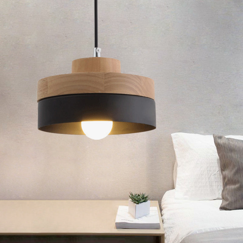 Macaron Loft Round/Square Pendant Lighting Single Light Wood Pendant Lamp for Dining Room Bookstore Clearhalo 'Ceiling Lights' 'Modern Pendants' 'Modern' 'Pendant Lights' 'Pendants' Lighting' 1127747