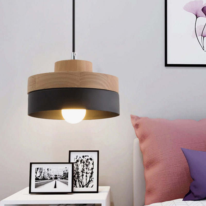 Taavita Round/Square Pendant Lighting Single Light Wood Pendant Lamp for Dining Room Bookstore