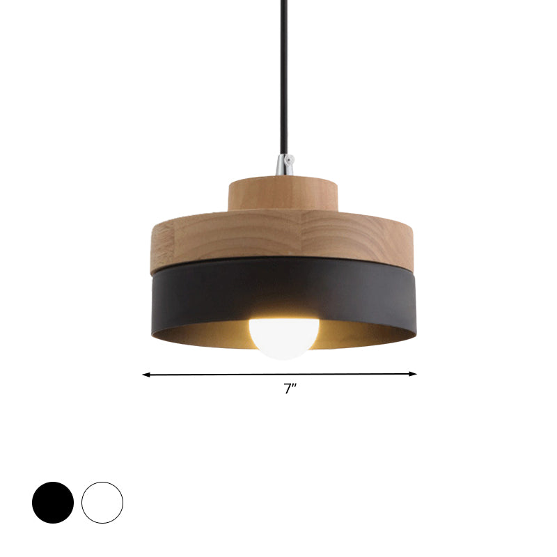 Taavita Round/Square Pendant Lighting Single Light Wood Pendant Lamp for Dining Room Bookstore