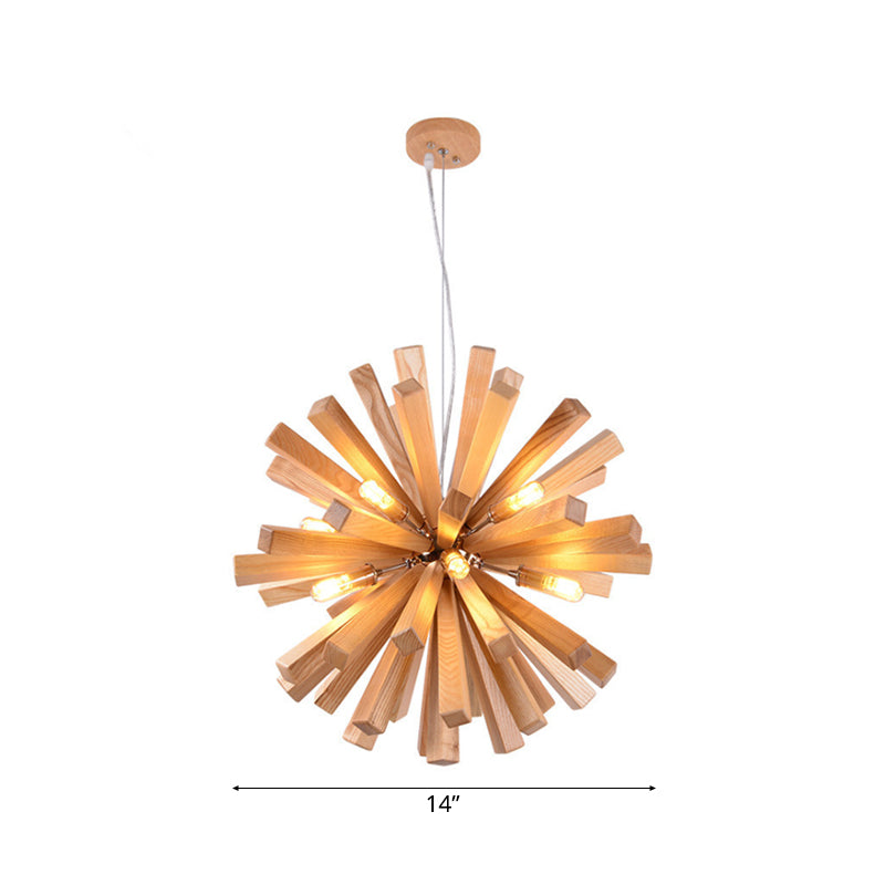 Taavita Wood Pendant Light Modernism 14"/20.5"/28" Dia LED Beige Hanging Ceiling Light