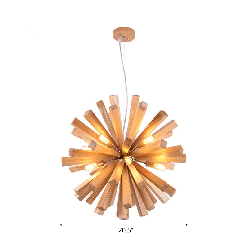 Taavita Wood Pendant Light Modernism 14"/20.5"/28" Dia LED Beige Hanging Ceiling Light