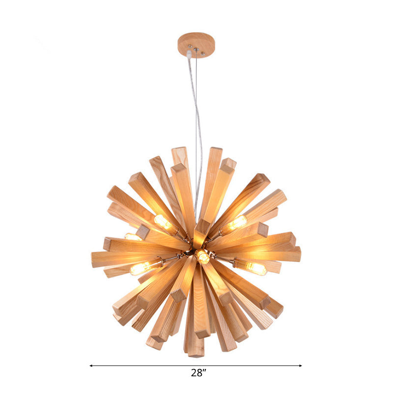 Taavita Wood Pendant Light Modernism 14"/20.5"/28" Dia LED Beige Hanging Ceiling Light