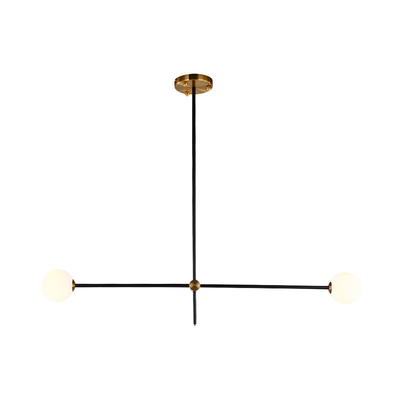 Taavita Black Metallic Exposed Ceiling Lamp 2/3 Lights Pendant Lighting for Living Room with Opal Frosted Glass Ball Shade