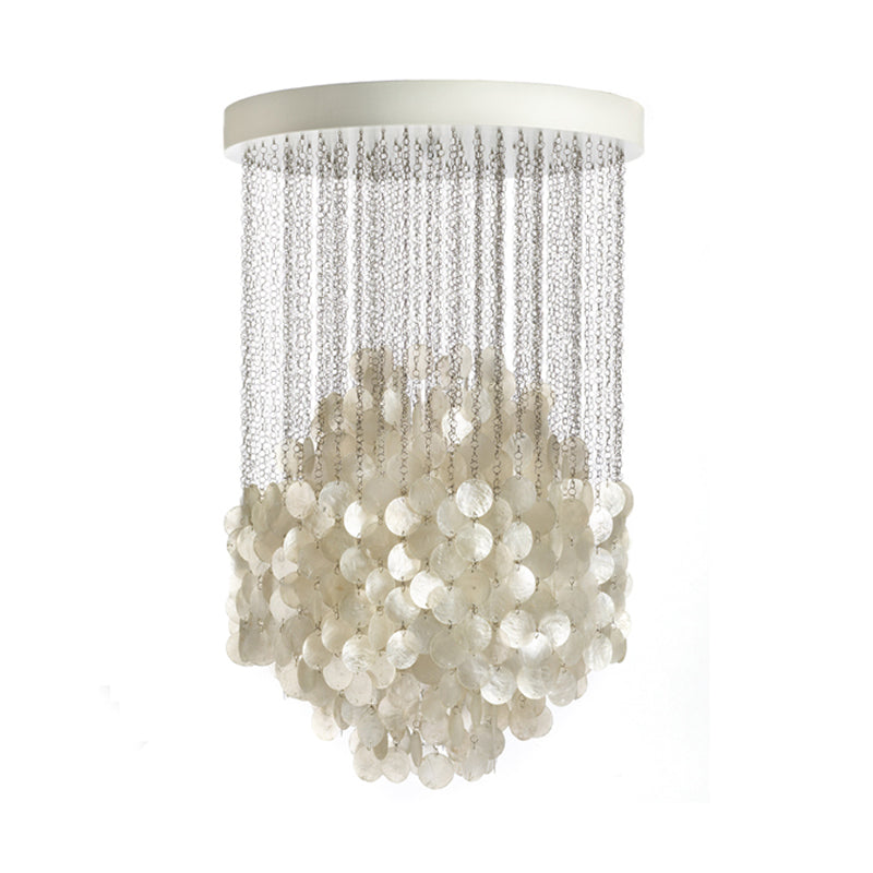 Taavita Wind Chime Chandelier Pendant Light Shell 19.5"/23.5" Dia 4 Lights White Hanging Ceiling Light