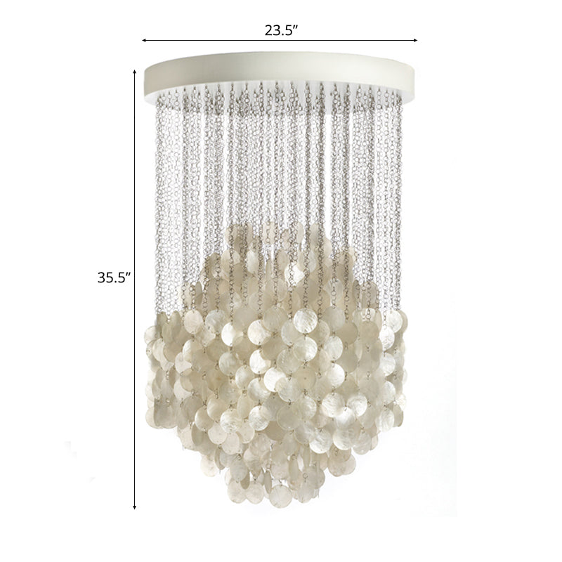 Taavita Wind Chime Chandelier Pendant Light Shell 19.5"/23.5" Dia 4 Lights White Hanging Ceiling Light