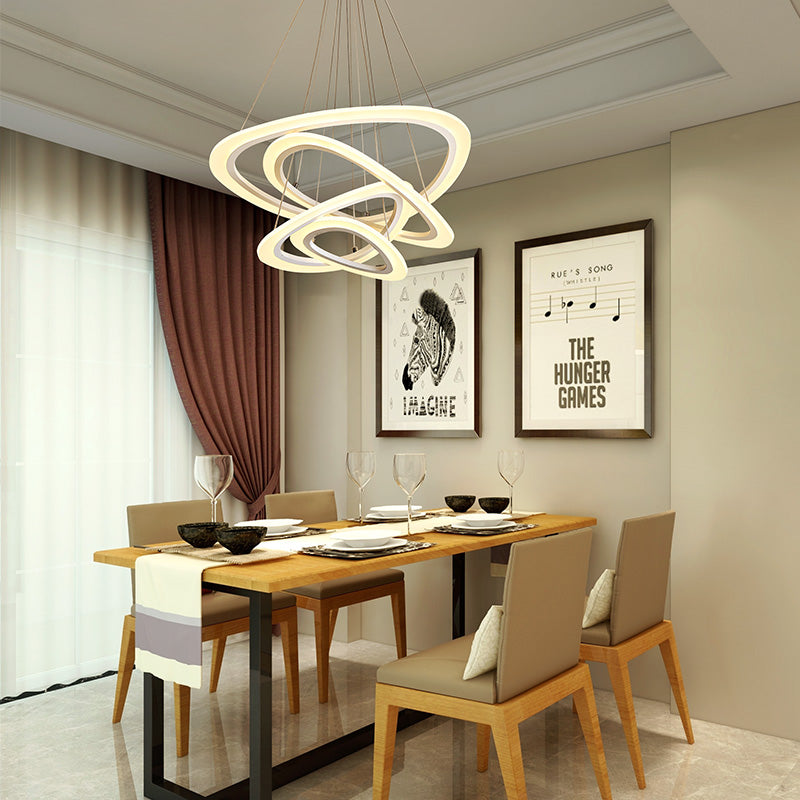 Taavita Triangle LED Chandelier Ceiling Pendant Lighting Fixture Modern in Warm/White Light, Available in 1/2/3 Heads