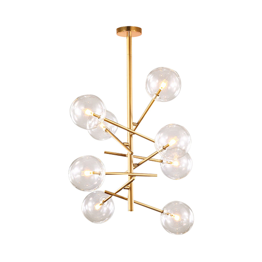 Taavita Clear Glass Starburst Design Global Chandelier with Post-Modernist 6/8 Lights LED Hanging Pendant Light in Gold