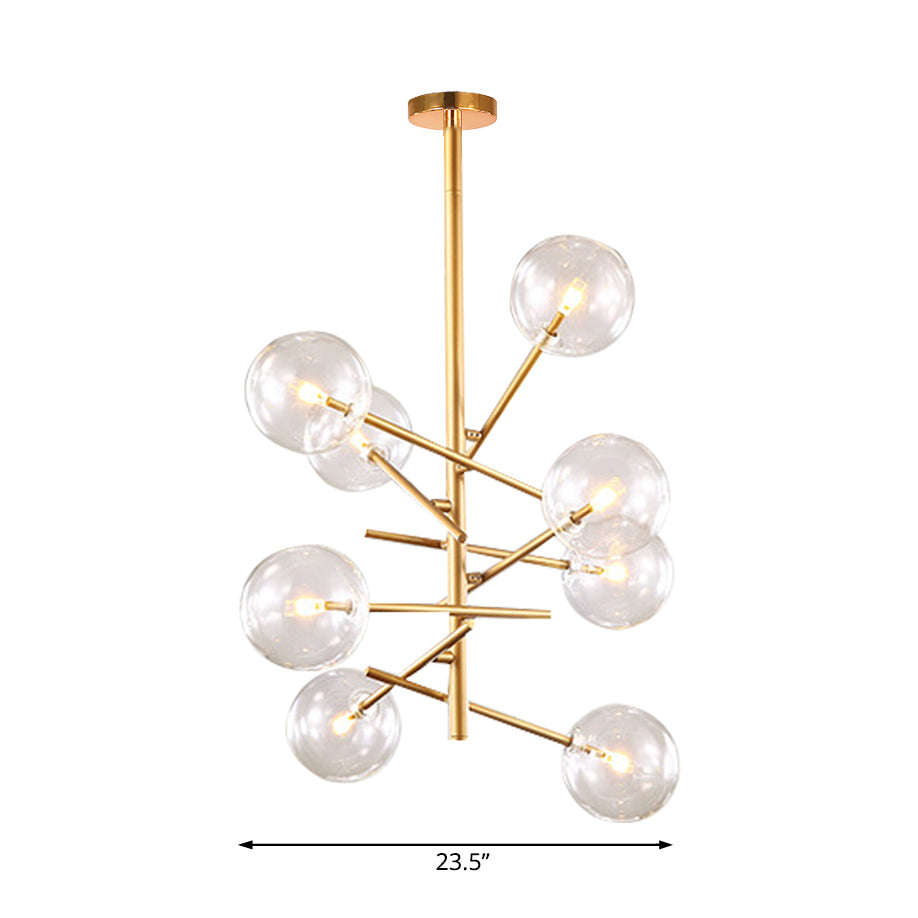 Taavita Clear Glass Starburst Design Global Chandelier with Post-Modernist 6/8 Lights LED Hanging Pendant Light in Gold