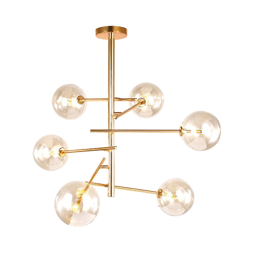 Taavita Clear Glass Starburst Design Global Chandelier with Post-Modernist 6/8 Lights LED Hanging Pendant Light in Gold