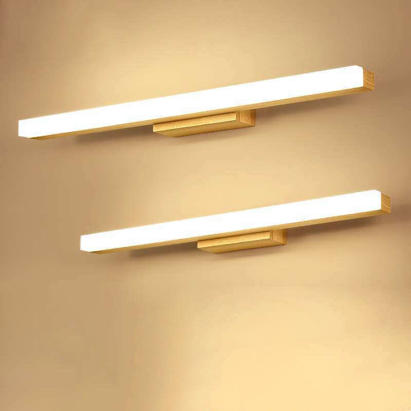 Taavita Modern Wooden Linear LED Mirror Front Light Wall Lamp