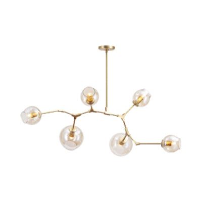 Bubble Chandelier Lighting Contemporary Glass 3/5 Heads Dining Room Adjustable Pendant Lamp in Black/Gold Finish 3 Black Clearhalo 'Ceiling Lights' 'Chandeliers' 'Glass shade' 'Glass' 'Modern Chandeliers' 'Modern' Lighting' 113539