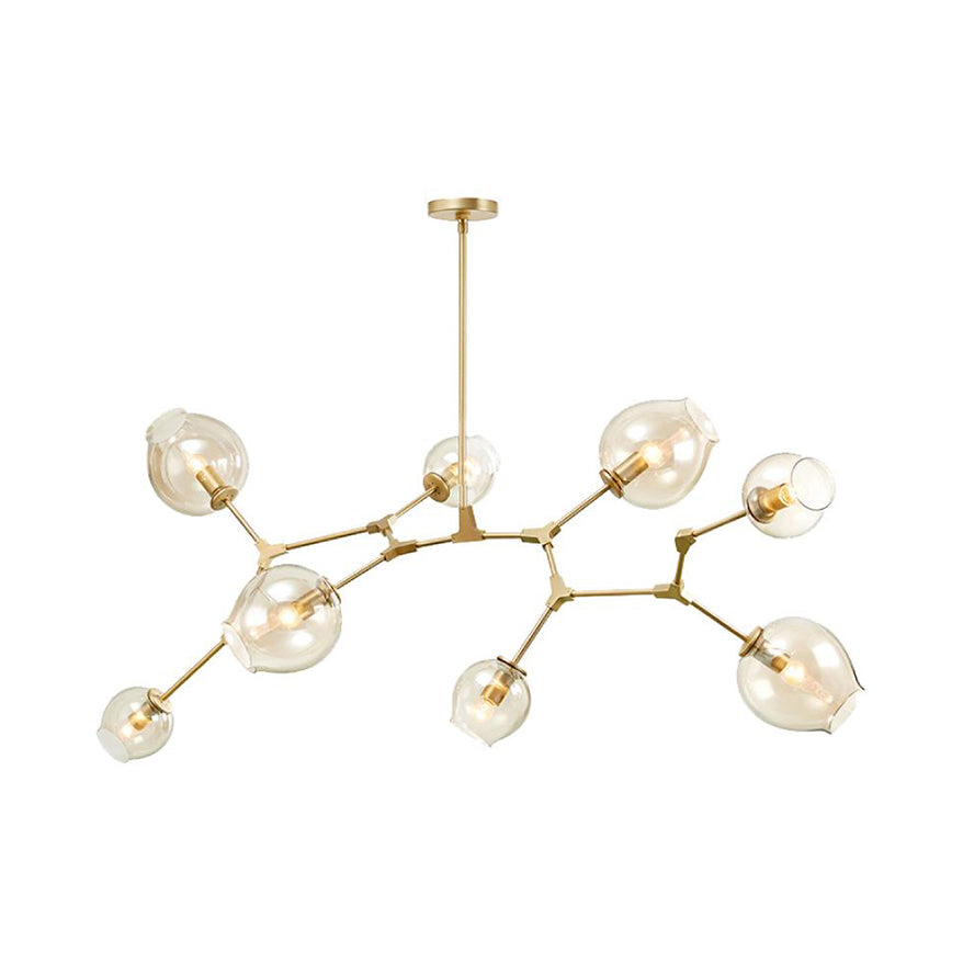 Bubble Chandelier Lighting Contemporary Glass 3/5 Heads Dining Room Adjustable Pendant Lamp in Black/Gold Finish 6 Gold Clearhalo 'Ceiling Lights' 'Chandeliers' 'Glass shade' 'Glass' 'Modern Chandeliers' 'Modern' Lighting' 113531