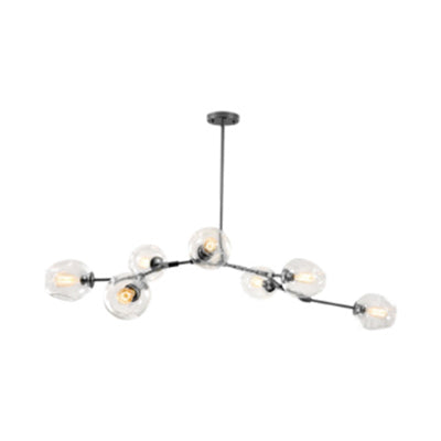 Contemporary Bubble Chandelier Lighting Glass 3/5 Heads Adjustable Pendant Lamp for Dining Room in Black/Gold Finish