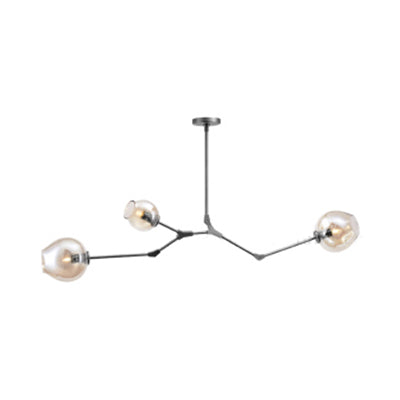 Bubble Chandelier Lighting Contemporary Glass 3/5 Heads Dining Room Adjustable Pendant Lamp in Black/Gold Finish 9 Gold Clearhalo 'Ceiling Lights' 'Chandeliers' 'Glass shade' 'Glass' 'Modern Chandeliers' 'Modern' Lighting' 113535