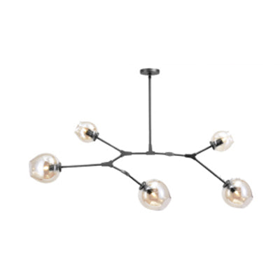 Bubble Chandelier Lighting Contemporary Glass 3/5 Heads Dining Room Adjustable Pendant Lamp in Black/Gold Finish Clearhalo 'Ceiling Lights' 'Chandeliers' 'Glass shade' 'Glass' 'Modern Chandeliers' 'Modern' Lighting' 113536