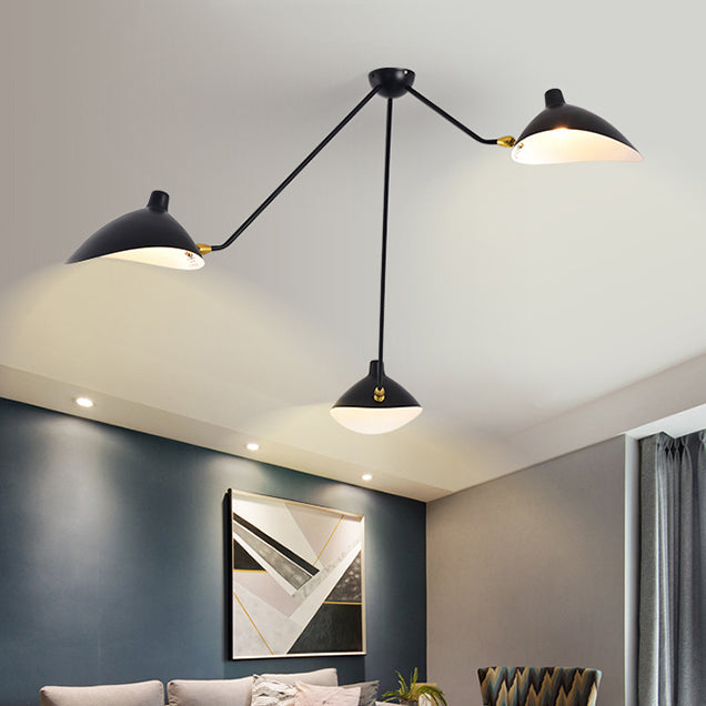 Metal Duckbill Hanging Lamp Post Modern 2/3/5 Lights Black Living Room Chandelier Light 5 Black A Clearhalo 'Ceiling Lights' 'Chandeliers' 'Modern Chandeliers' 'Modern' Lighting' 113959