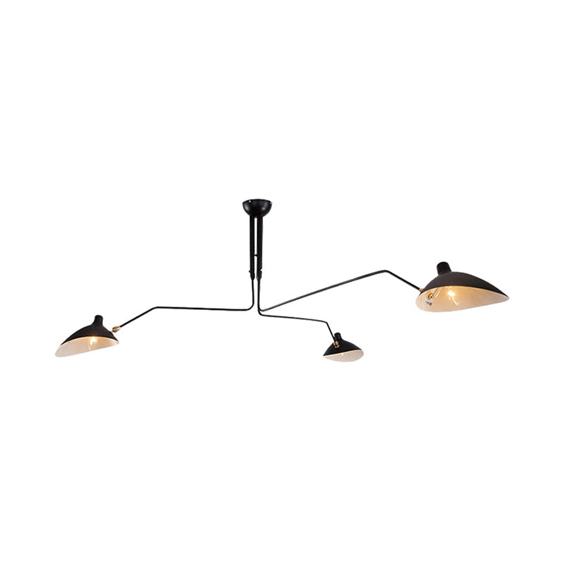 Metal Duckbill Hanging Lamp Post Modern 2/3/5 Lights Black Living Room Chandelier Light 3 Black A Clearhalo 'Ceiling Lights' 'Chandeliers' 'Modern Chandeliers' 'Modern' Lighting' 113968