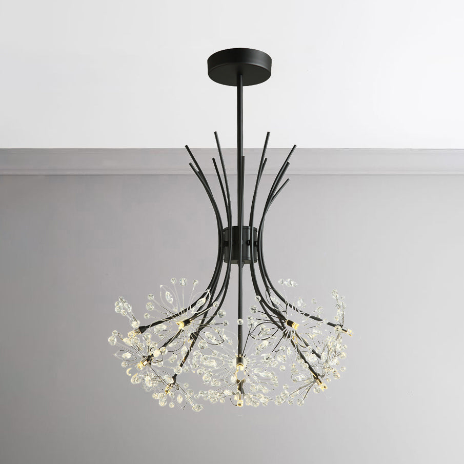 Taavita - Beads - Chandelier Lighting with Bouquet - Modern Design 13/19 Lights Black/Chrome - Pendant Lamp