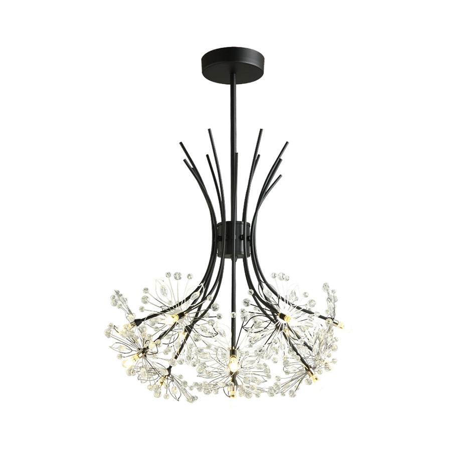 Taavita - Beads - Chandelier Lighting with Bouquet - Modern Design 13/19 Lights Black/Chrome - Pendant Lamp