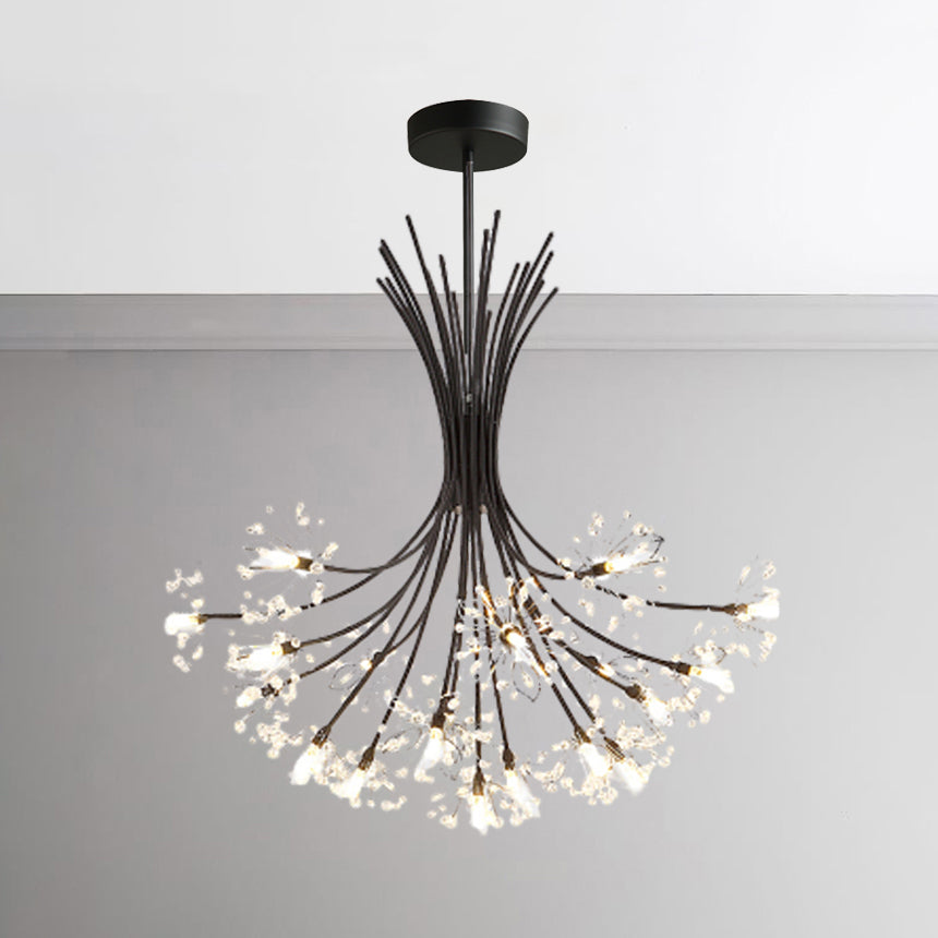 Taavita - Beads - Chandelier Lighting with Bouquet - Modern Design 13/19 Lights Black/Chrome - Pendant Lamp