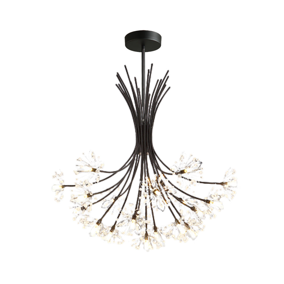 Taavita - Beads - Chandelier Lighting with Bouquet - Modern Design 13/19 Lights Black/Chrome - Pendant Lamp