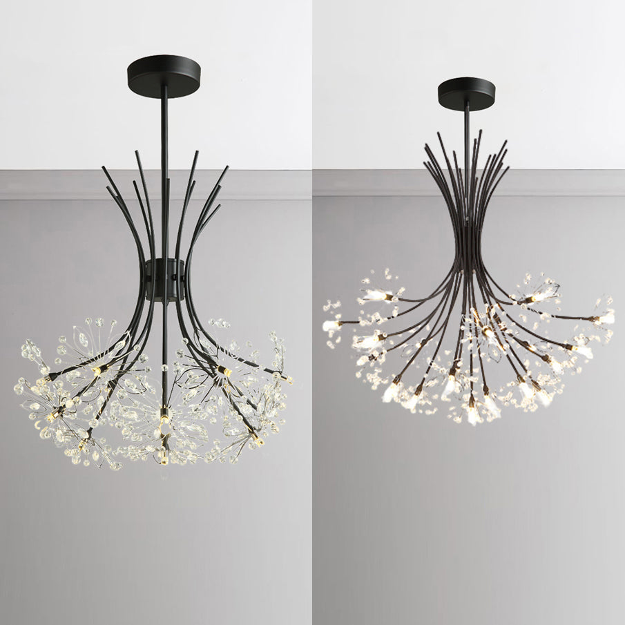 Taavita - Beads - Chandelier Lighting with Bouquet - Modern Design 13/19 Lights Black/Chrome - Pendant Lamp