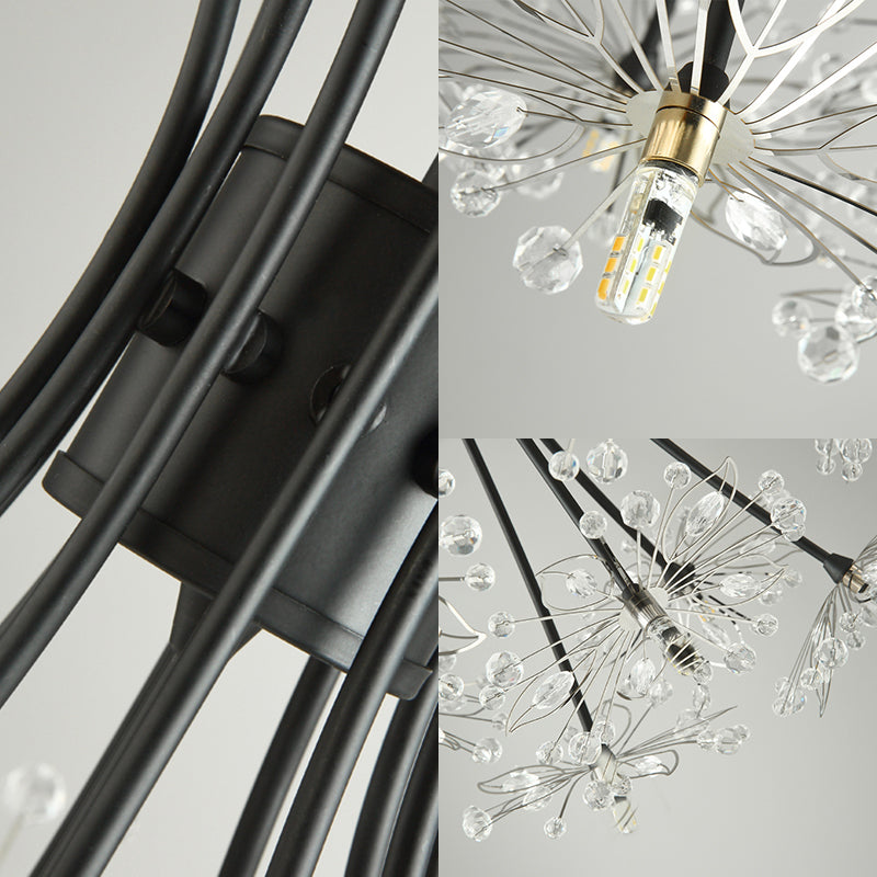 Taavita - Beads - Chandelier Lighting with Bouquet - Modern Design 13/19 Lights Black/Chrome - Pendant Lamp