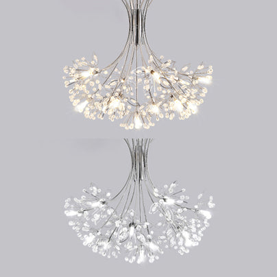 Taavita - Beads - Chandelier Lighting with Bouquet - Modern Design 13/19 Lights Black/Chrome - Pendant Lamp