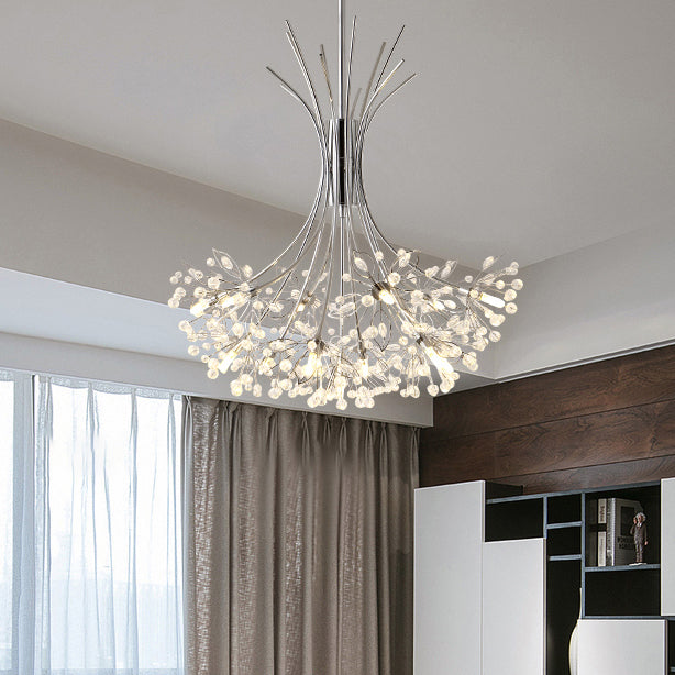 Taavita - Beads - Chandelier Lighting with Bouquet - Modern Design 13/19 Lights Black/Chrome - Pendant Lamp