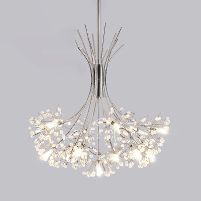 Taavita - Beads - Chandelier Lighting with Bouquet - Modern Design 13/19 Lights Black/Chrome - Pendant Lamp