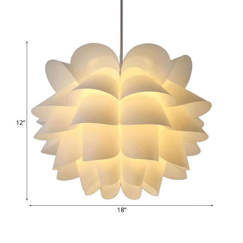 15"/18"/20.5" Wide Modern White Lotus Hanging Ceiling Lamp - 1 Light Acrylic Pendant Ceiling Light