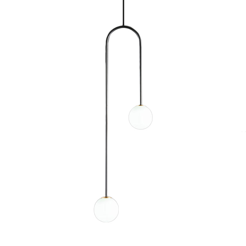 Taavita Kugel Cluster Pendant Postmodern 2 Lights LED Ceiling Light with White Glass and Curved Rod, 220V-240V / 110V-120V