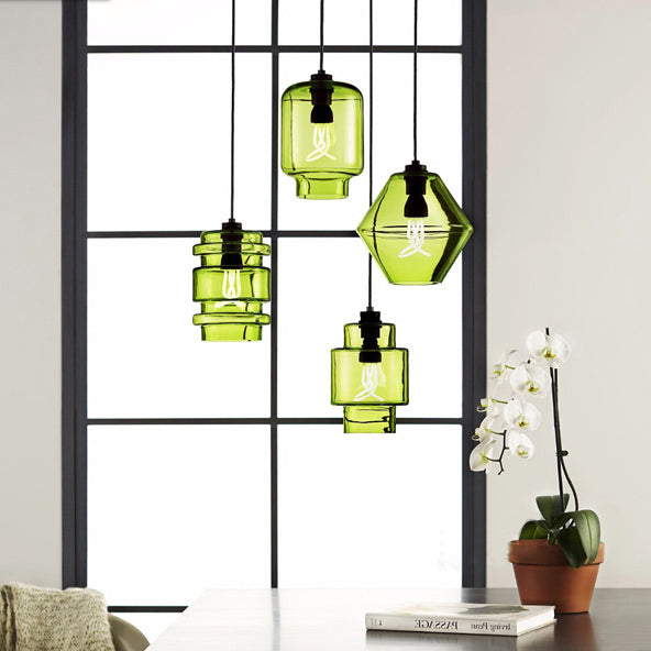 Taavita Pendant Lamp Simplicity Glass 1 Light Pink/Yellow Green/Blue Hanging Ceiling Light