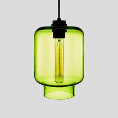 Cylindrical Hanging Lamp Simplicity Glass 1 Light Pink/Yellow/Blue Hanging Ceiling Light Yellow C Clearhalo 'Ceiling Lights' 'Glass shade' 'Glass' 'Modern Pendants' 'Modern' 'Pendant Lights' 'Pendants' Lighting' 118748