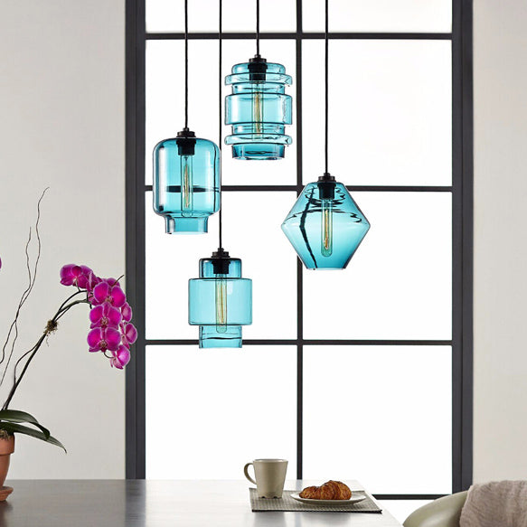 Taavita Pendant Lamp Simplicity Glass 1 Light Pink/Yellow Green/Blue Hanging Ceiling Light