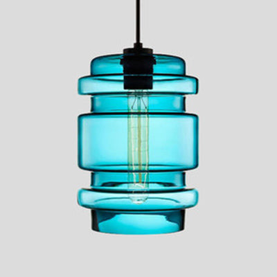 Cylindrical Hanging Lamp Simplicity Glass 1 Light Pink/Yellow/Blue Hanging Ceiling Light Yellow D Clearhalo 'Ceiling Lights' 'Glass shade' 'Glass' 'Modern Pendants' 'Modern' 'Pendant Lights' 'Pendants' Lighting' 118749