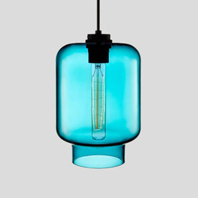 Cylindrical Hanging Lamp Simplicity Glass 1 Light Pink/Yellow/Blue Hanging Ceiling Light Clearhalo 'Ceiling Lights' 'Glass shade' 'Glass' 'Modern Pendants' 'Modern' 'Pendant Lights' 'Pendants' Lighting' 118741