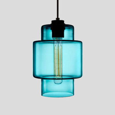 Cylindrical Hanging Lamp Simplicity Glass 1 Light Pink/Yellow/Blue Hanging Ceiling Light Pink D Clearhalo 'Ceiling Lights' 'Glass shade' 'Glass' 'Modern Pendants' 'Modern' 'Pendant Lights' 'Pendants' Lighting' 118753