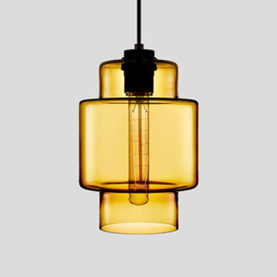 Cylindrical Hanging Lamp Simplicity Glass 1 Light Pink/Yellow/Blue Hanging Ceiling Light Clear B Clearhalo 'Ceiling Lights' 'Glass shade' 'Glass' 'Modern Pendants' 'Modern' 'Pendant Lights' 'Pendants' Lighting' 118757