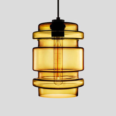 Cylindrical Hanging Lamp Simplicity Glass 1 Light Pink/Yellow/Blue Hanging Ceiling Light Blue A Clearhalo 'Ceiling Lights' 'Glass shade' 'Glass' 'Modern Pendants' 'Modern' 'Pendant Lights' 'Pendants' Lighting' 118745