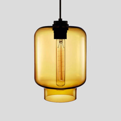 Cylindrical Hanging Lamp Simplicity Glass 1 Light Pink/Yellow/Blue Hanging Ceiling Light Smoke Gray C Clearhalo 'Ceiling Lights' 'Glass shade' 'Glass' 'Modern Pendants' 'Modern' 'Pendant Lights' 'Pendants' Lighting' 118763