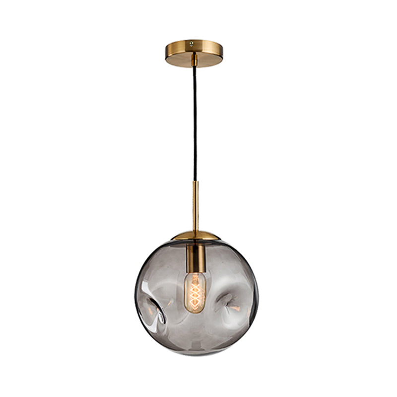 Modern Style 1-Bulb Pendant Light Fixture with Concave Glass Shade in Silver/Red - Taavita Hanging Light for Restaurant