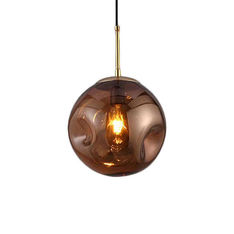 Modern Style 1 Bulb Pendant Light with Concave Glass Shade Silver/Red Global Hanging Light Fixture for Restaurant Clearhalo 'Ceiling Lights' 'Glass shade' 'Glass' 'Modern Pendants' 'Modern' 'Pendant Lights' 'Pendants' Lighting' 1434947